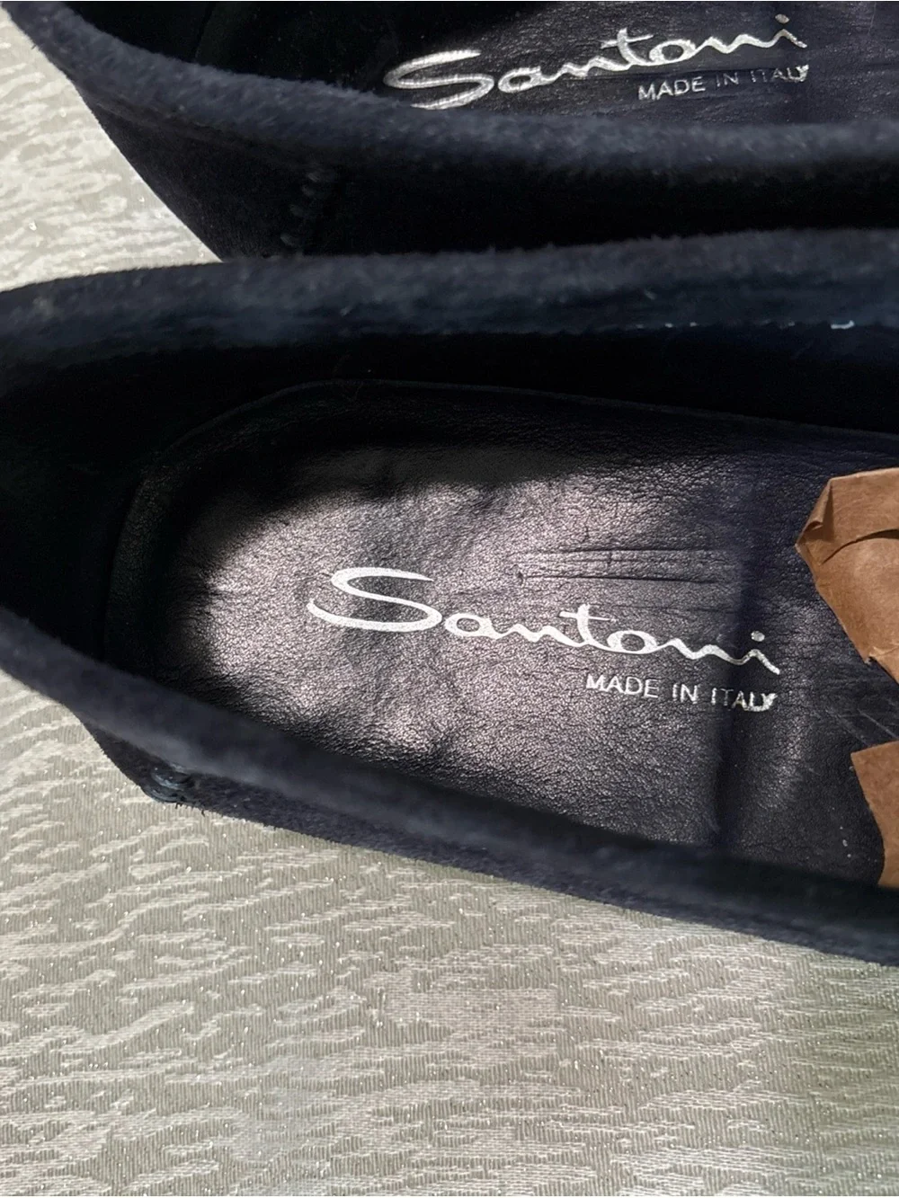 Santoni Men's Dark Navy Suede Penny Loafers Sz 10D